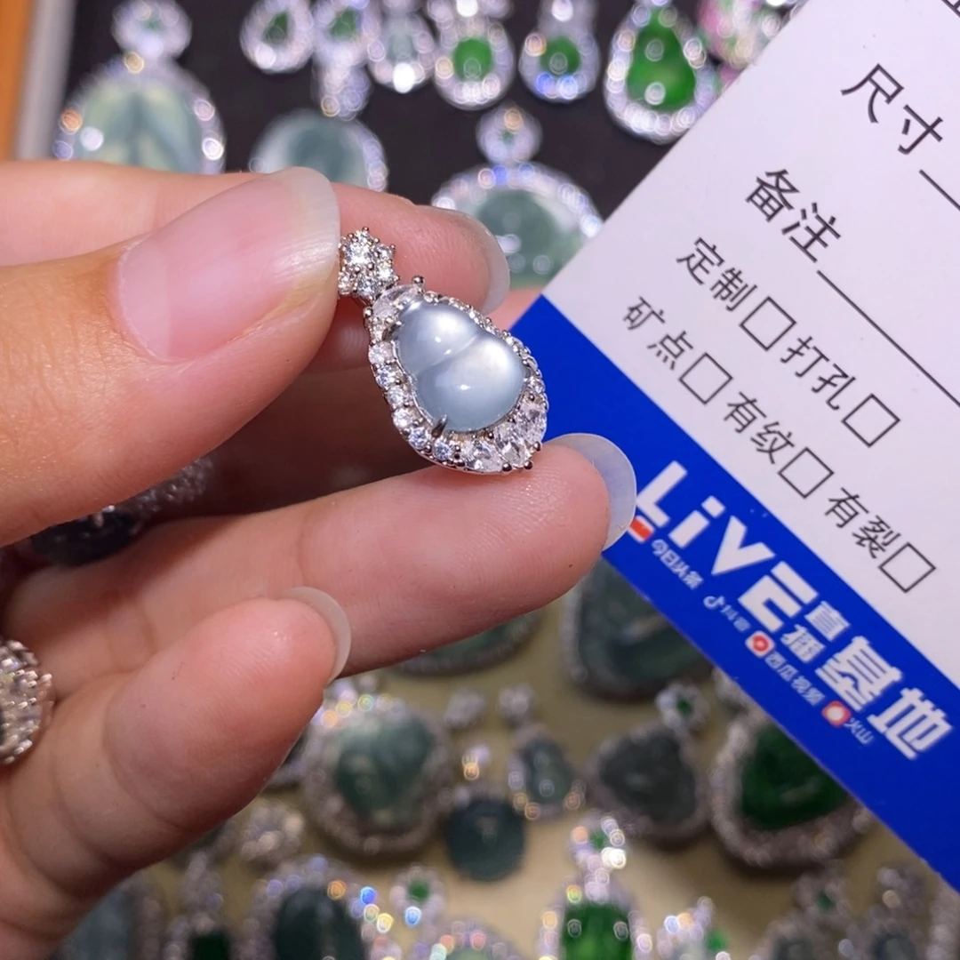 翡翠银S925镶嵌颈饰天然