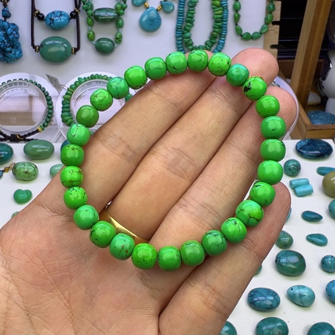 菜籽绿玉化老型手串