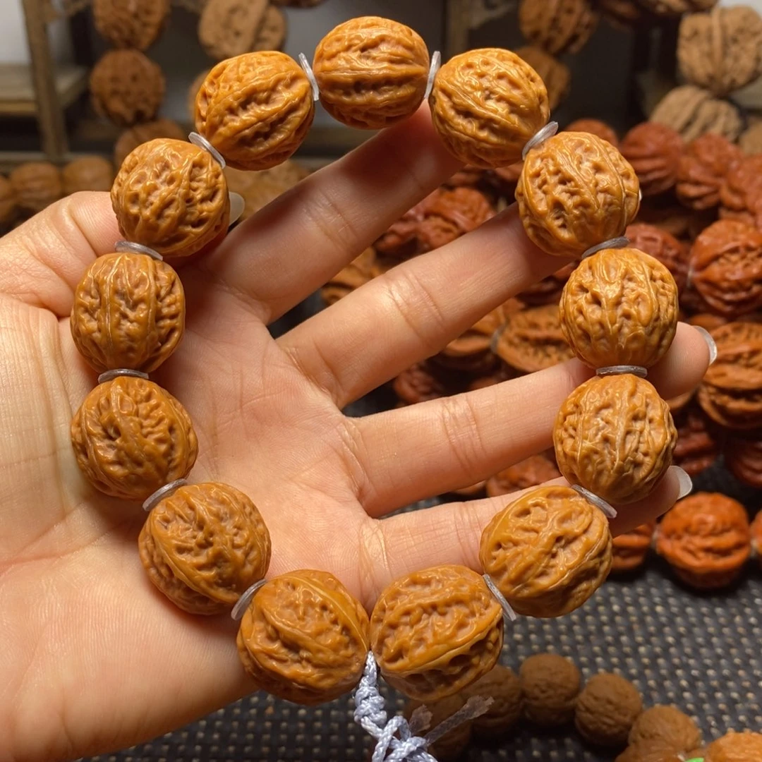 空***白手串文玩核桃粗筋八棱手串