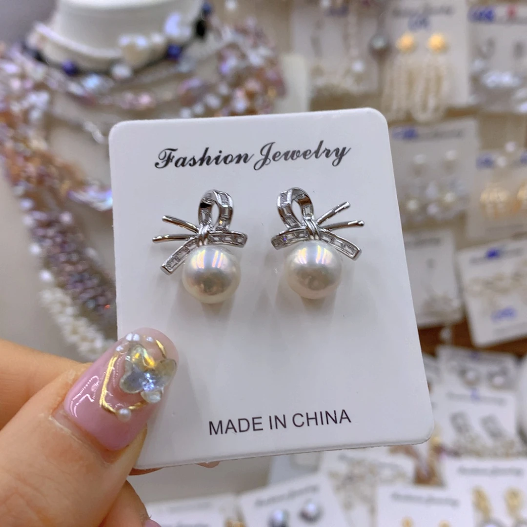 淡水珍珠耳饰银S925镶嵌