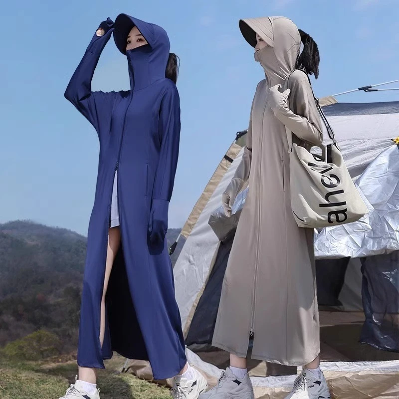 德国专业防晒衣女长款指尖夏季新款防紫外线户外防晒服UPF50+女款