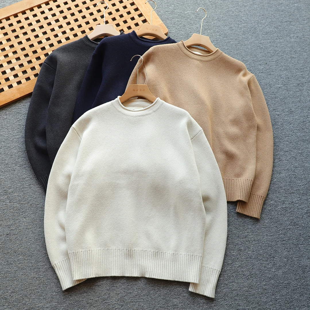 美单 高端羊毛棉混纺 男女卷边秋冬针织衫毛衣打底衫不可机洗2582