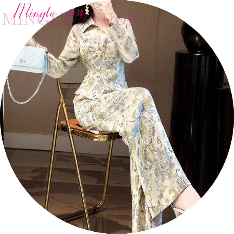 简单大方干练女装套装2025年秋季高级感灰色气质上衣阔腿裤两件套