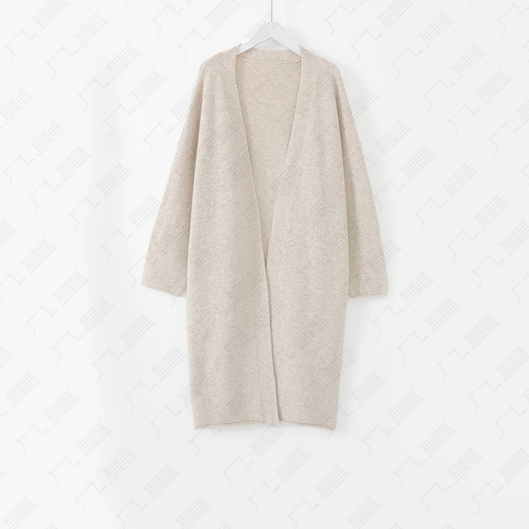 （几里）时尚纯色中长款针织开衫外套 衣长100 胸围130 1102283