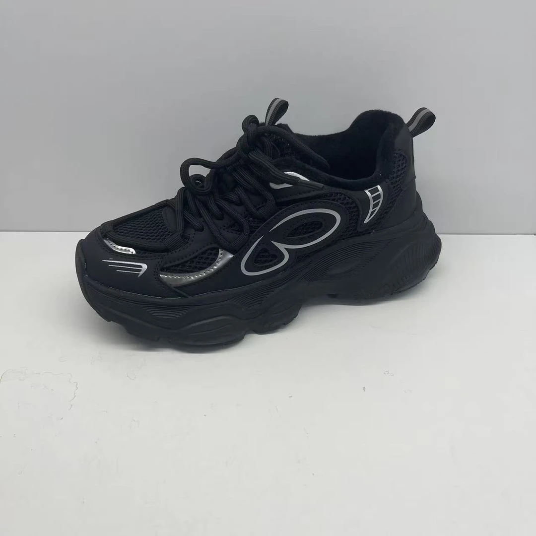 老爹鞋女24冬季厚底银灰色百搭网面透气软底轻便休闲运动鞋1361