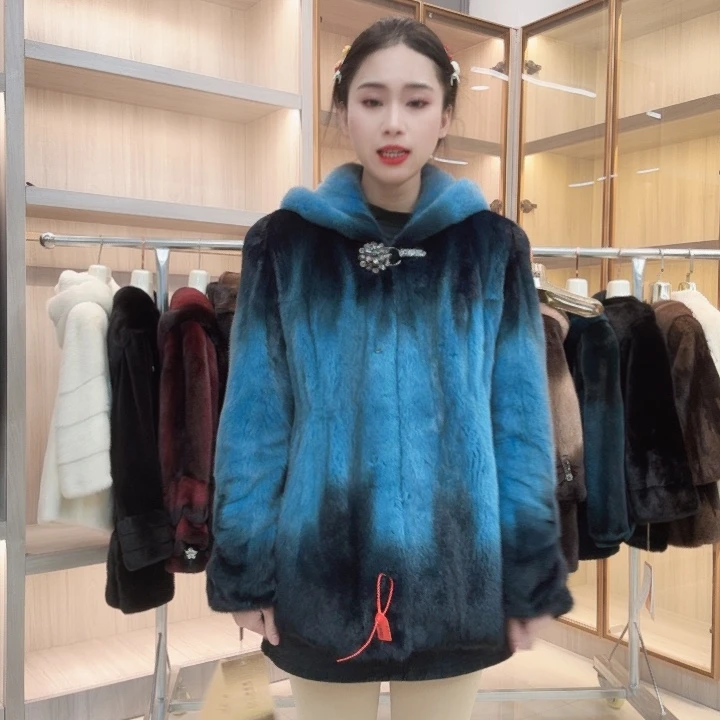 黑蓝带帽渐变yh0231