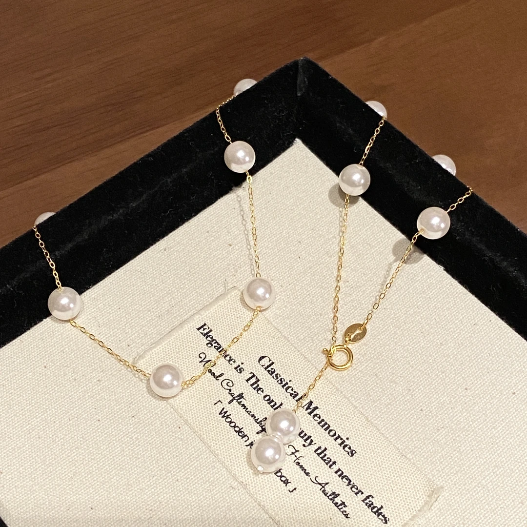 坠链均足银仿珍珠 【珍珠满天星】简约大气时尚满天星项链A1781