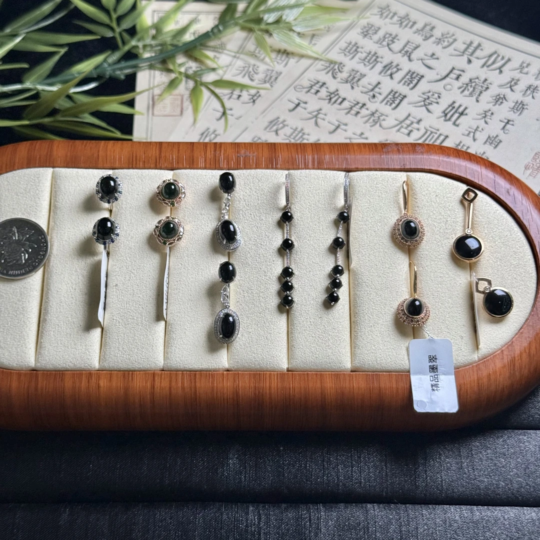 思懿珠宝 18k墨翠耳钉-5800-1-MN-多样性发一