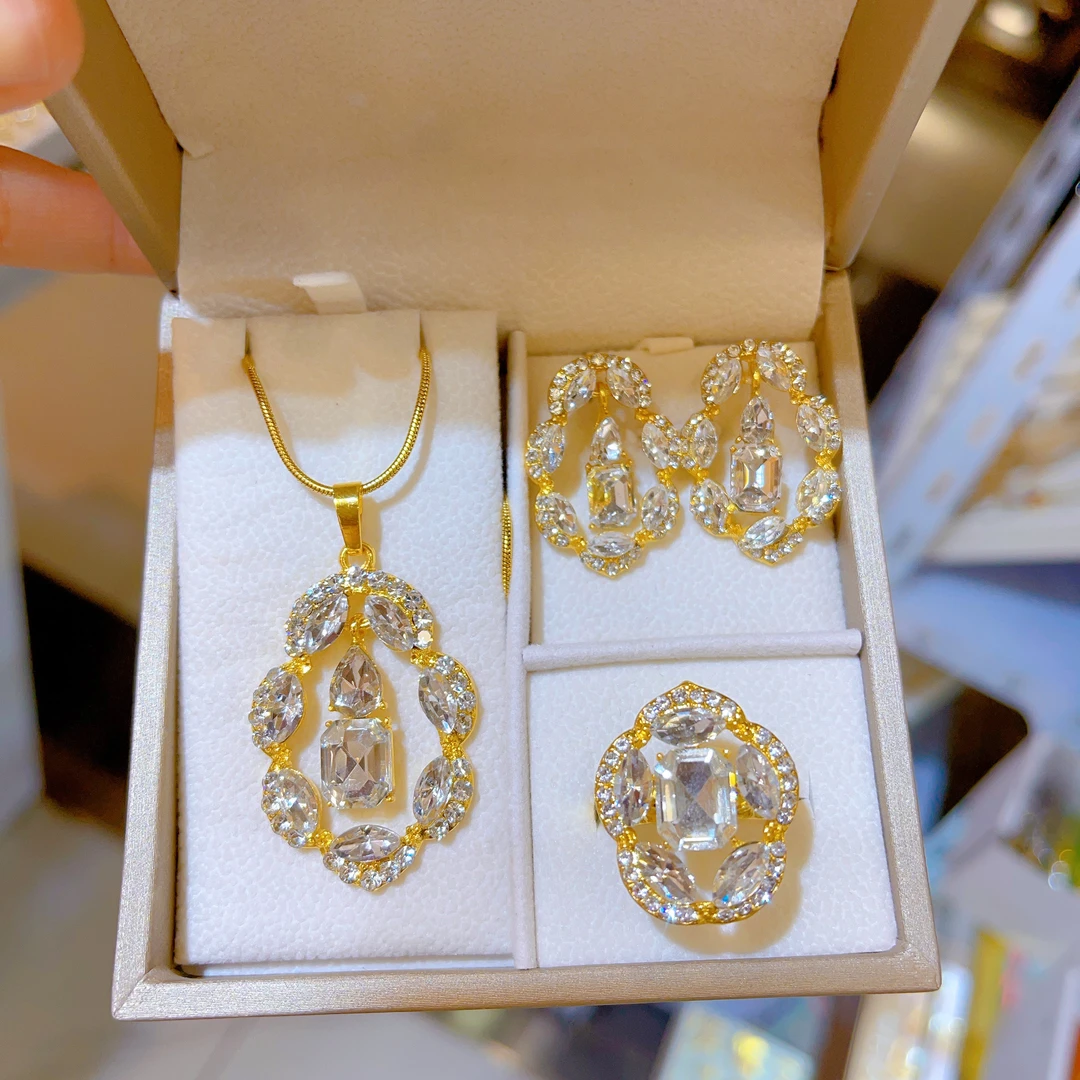 钛钢项链 635新款三件套首饰耳环项链戒指爆款欧美风时尚