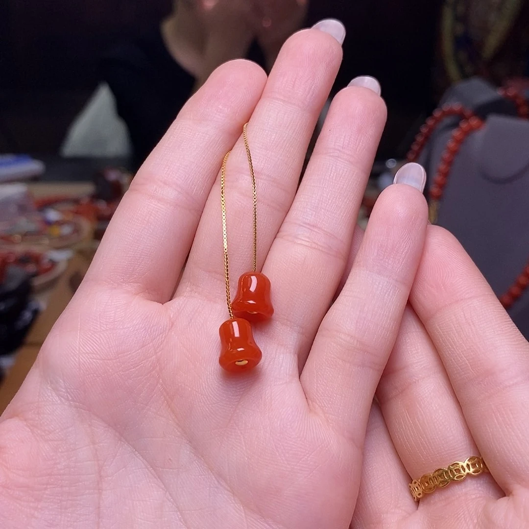 南红玛瑙耳线银S925镶嵌用****9