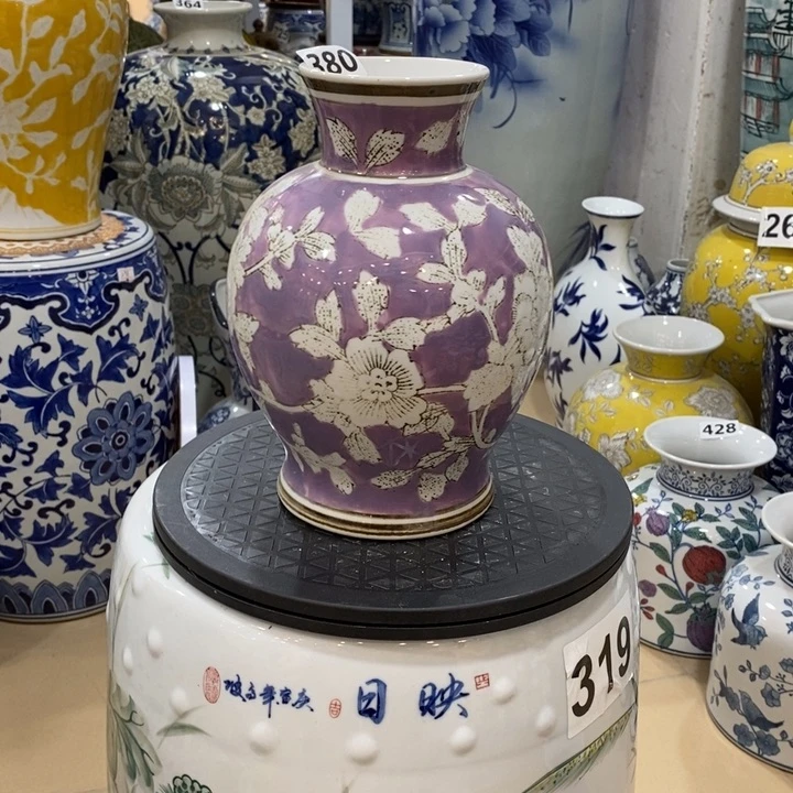摆件手绘陶瓷彩绘花瓶微瑕