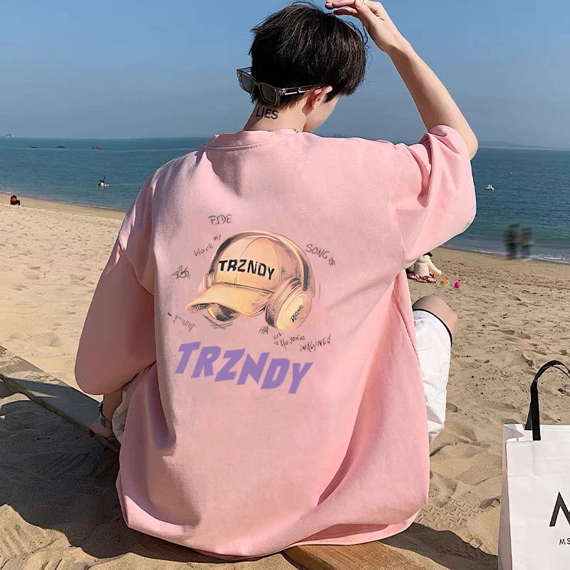 美式港风短袖t恤oversize男女生夏季纯棉宽松上衣潮牌休闲半截袖