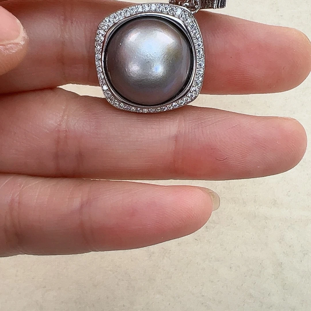 拼合珍珠（马贝珠）颈饰银S925镶嵌