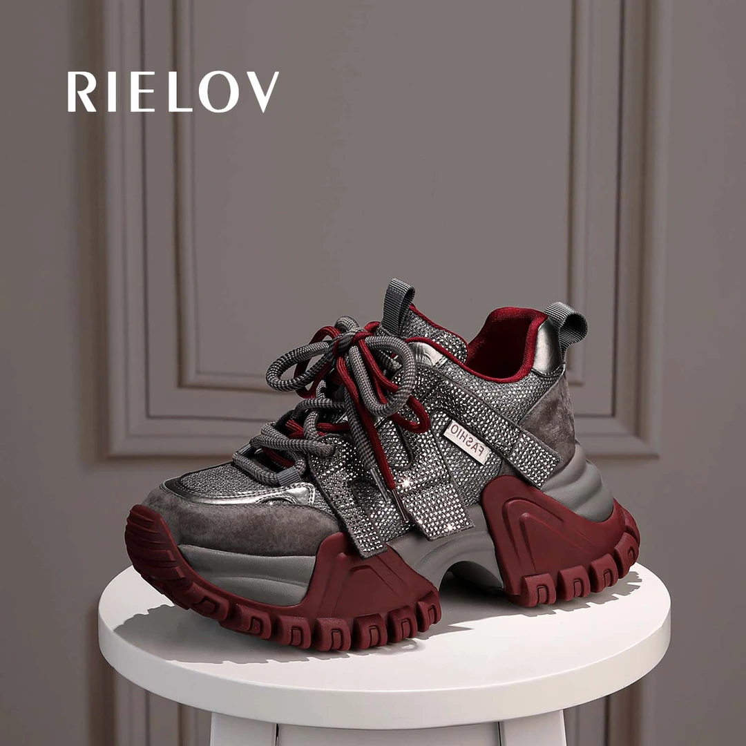 RIELOV【丽】增高7cm时尚厚底潮流百搭女士休闲鞋 512-26