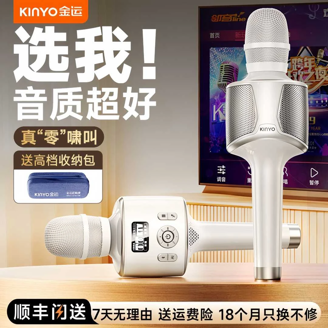金运超响麦无线话筒音响一体H100麦克风K歌音箱直播声卡家庭ktv