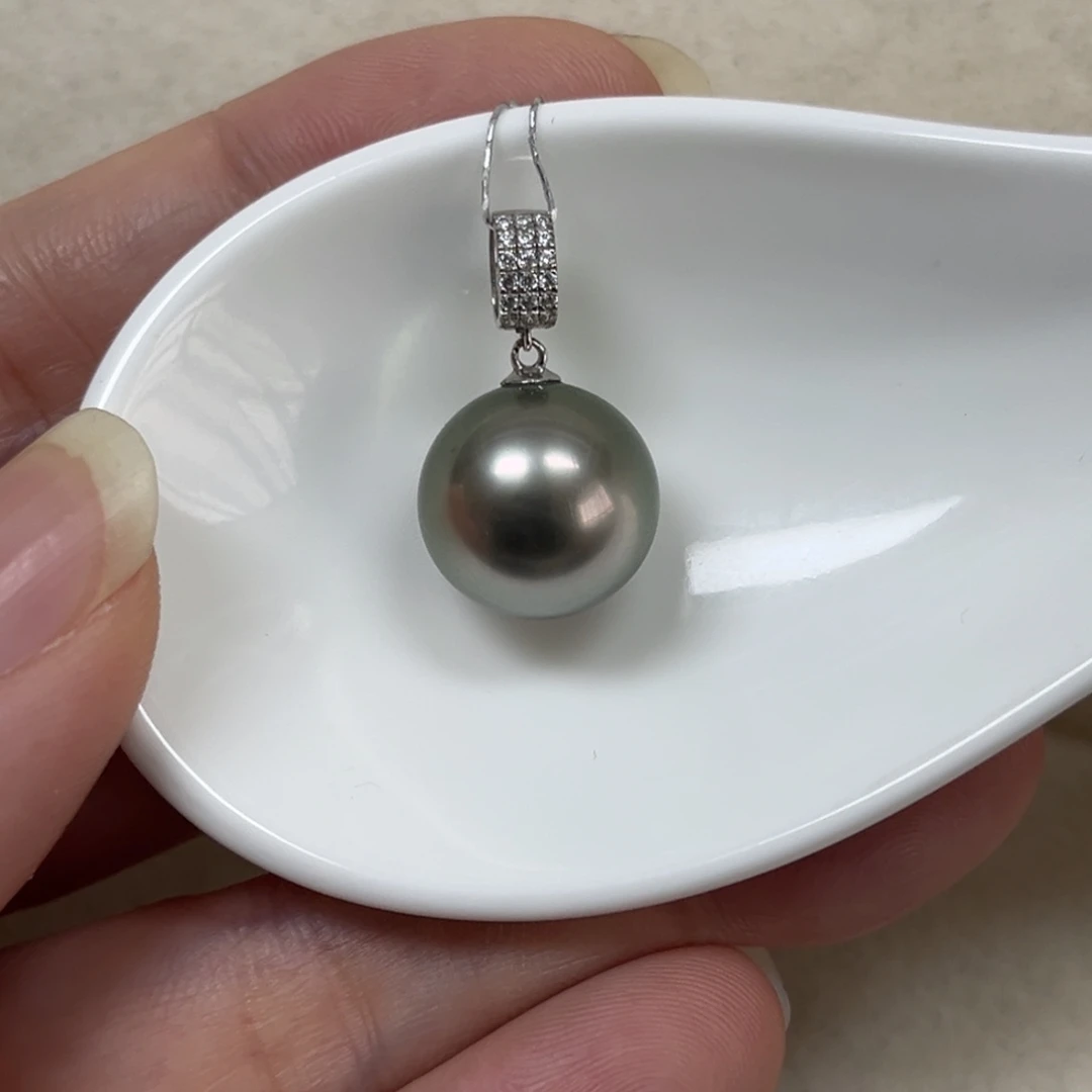 海水珍珠18K金镶嵌吊坠(不含链)13.7mm