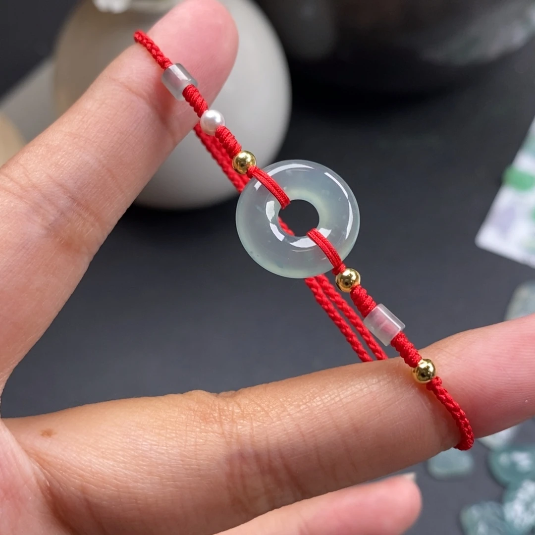 翡翠散珠甜甜圈手绳