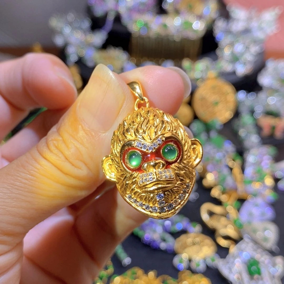 吊坠(不含链)银S925镶嵌翡翠