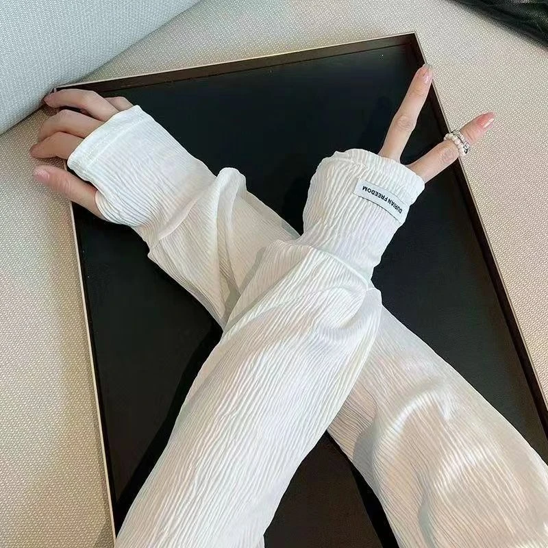 冰袖女款夏季防紫外线骑行加长薄款冰手臂女士漂亮防晒冰丝袖套