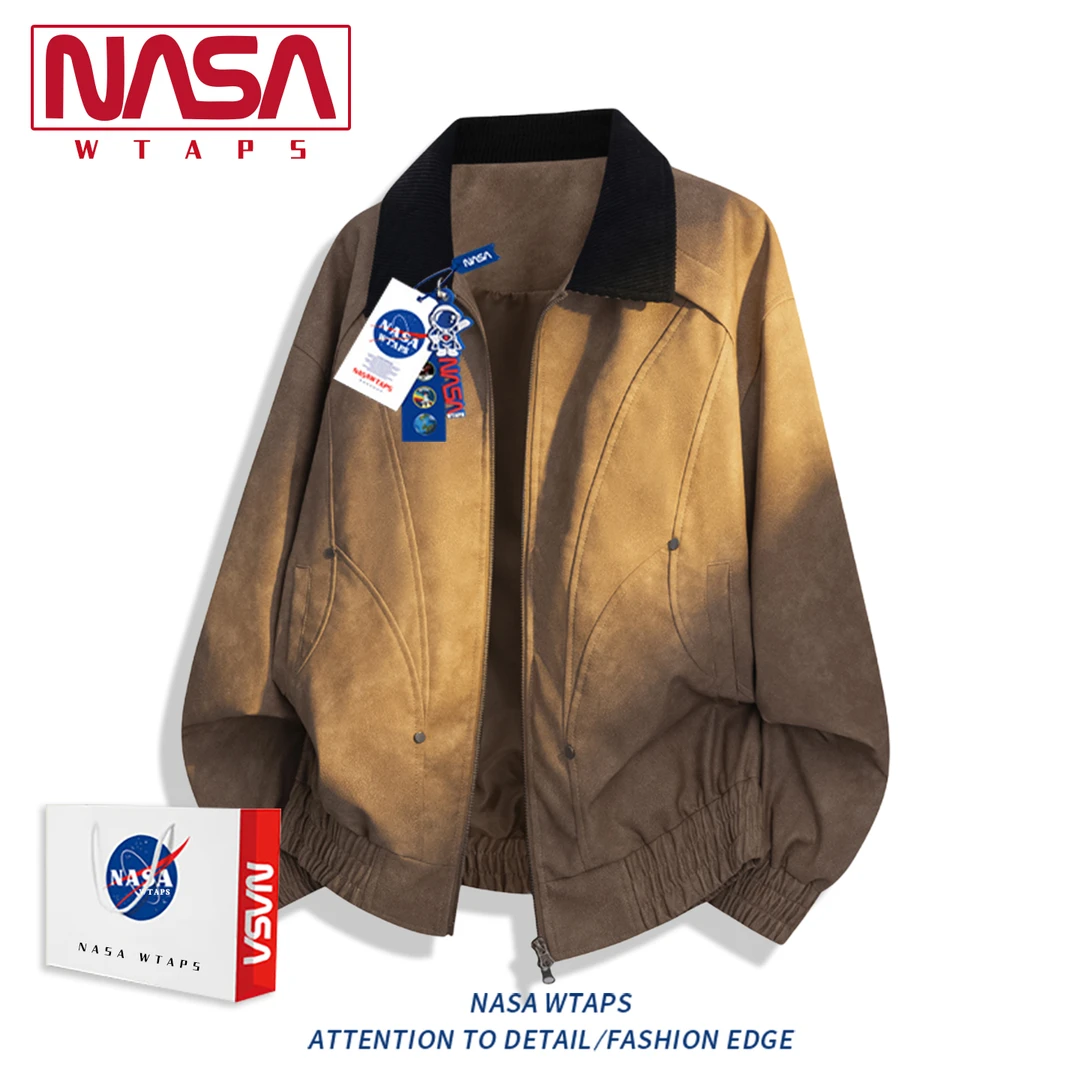 NASA WTAPS美式复古PU皮夹克男款秋冬季新款情侣休闲翻领上衣外套
