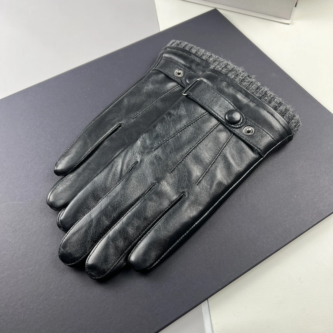 羊皮手套男分指款冬季保暖老人长辈黑色通用男朋友手套可触屏