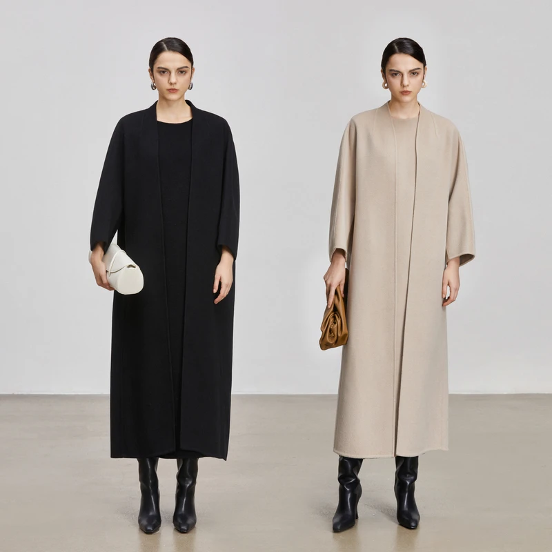 LYNEE 无领双面呢时尚羊毛大衣女LGD2DAW156