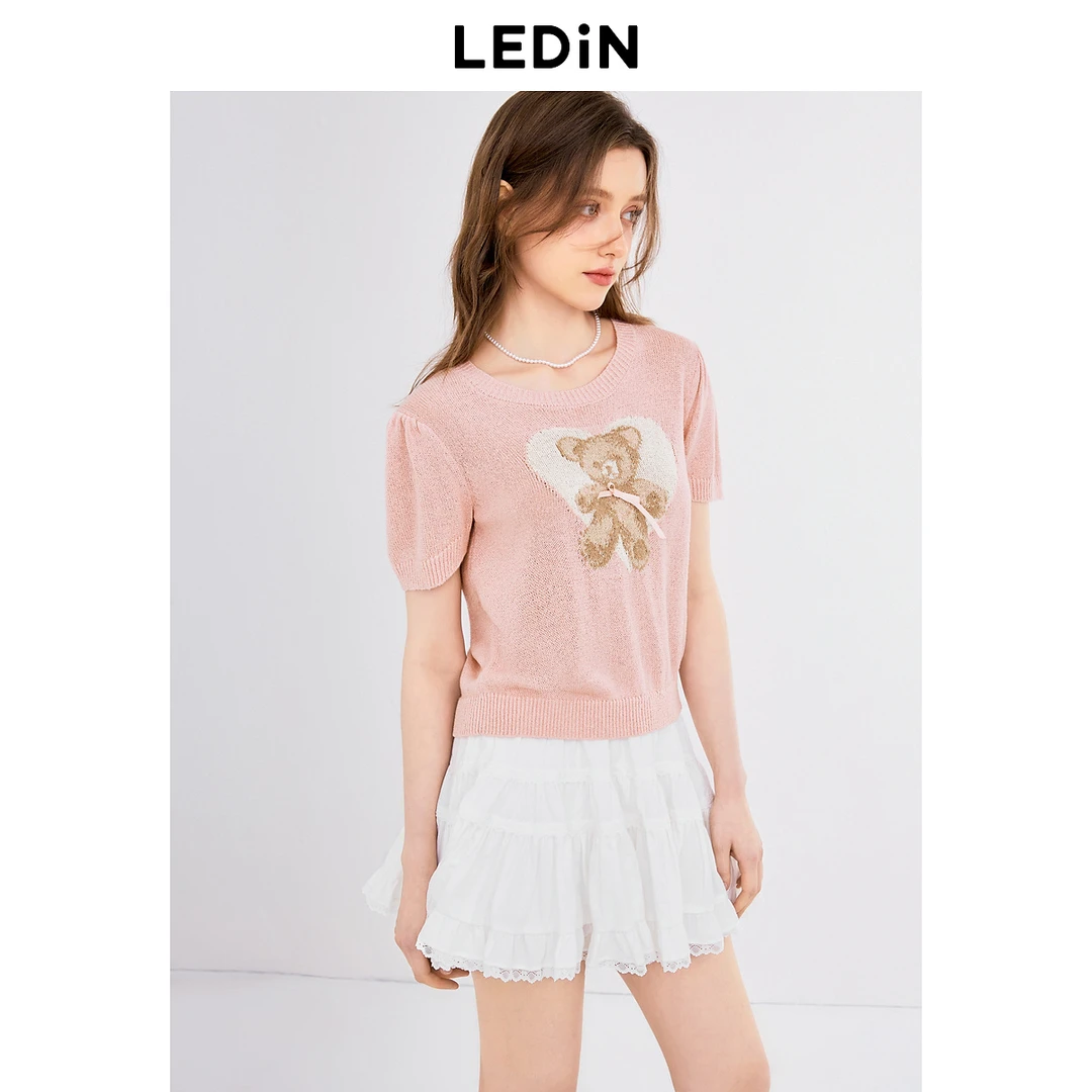 乐町图案圆领短袖套衫1919