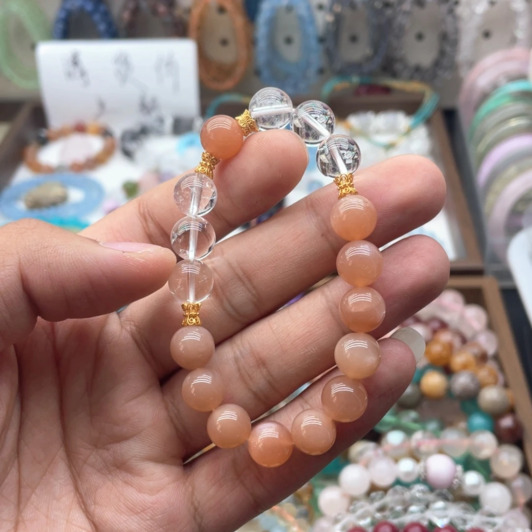 烟晶手链银S925镶嵌9.8咪橙月光