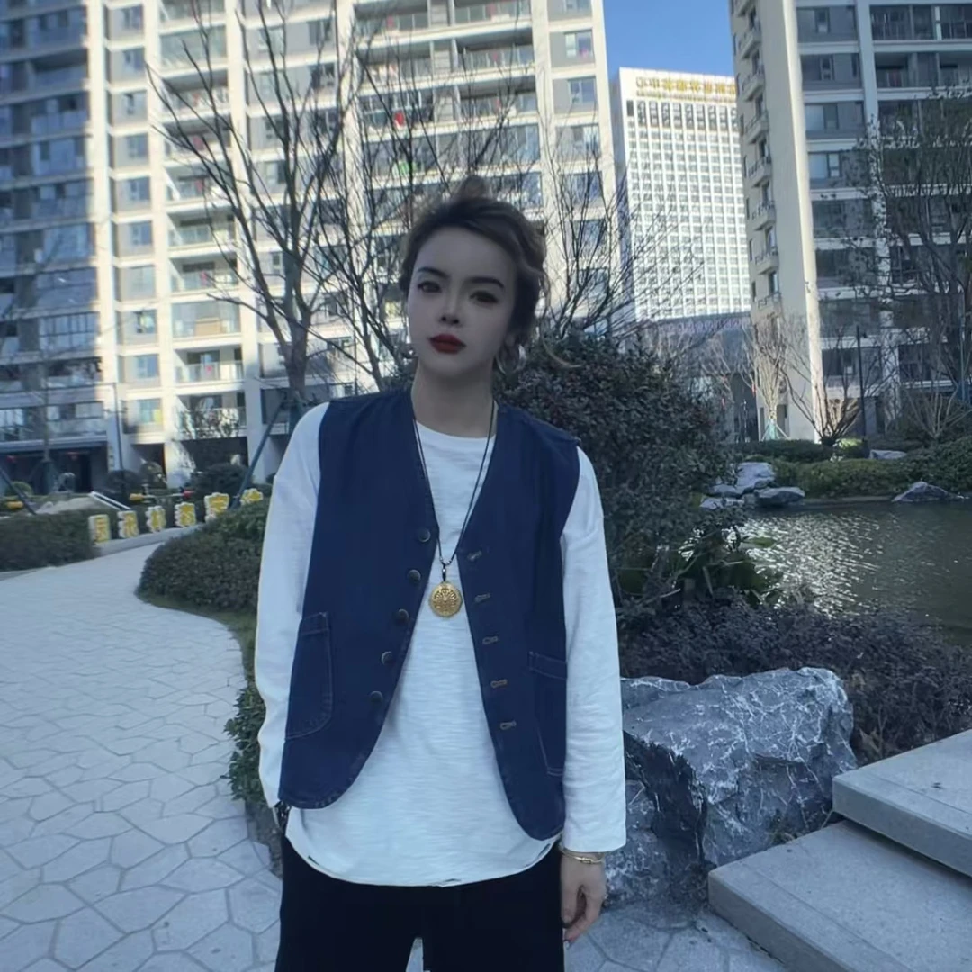 聪聪KK93127春季新款百搭简约牛仔上衣马甲