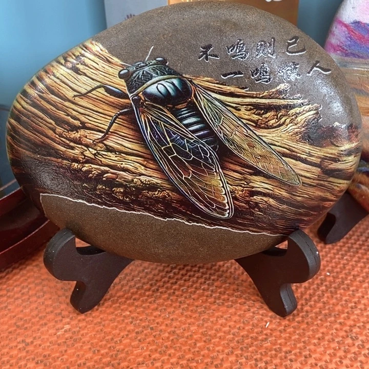 石材知了摆件真美啊