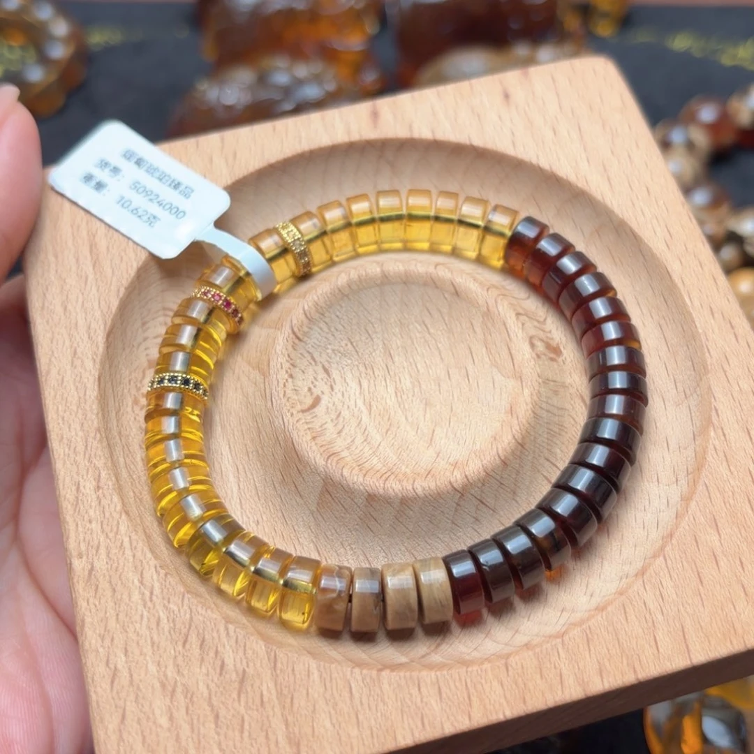 琥珀未镶嵌珠宝奇石8mm三色药片珠