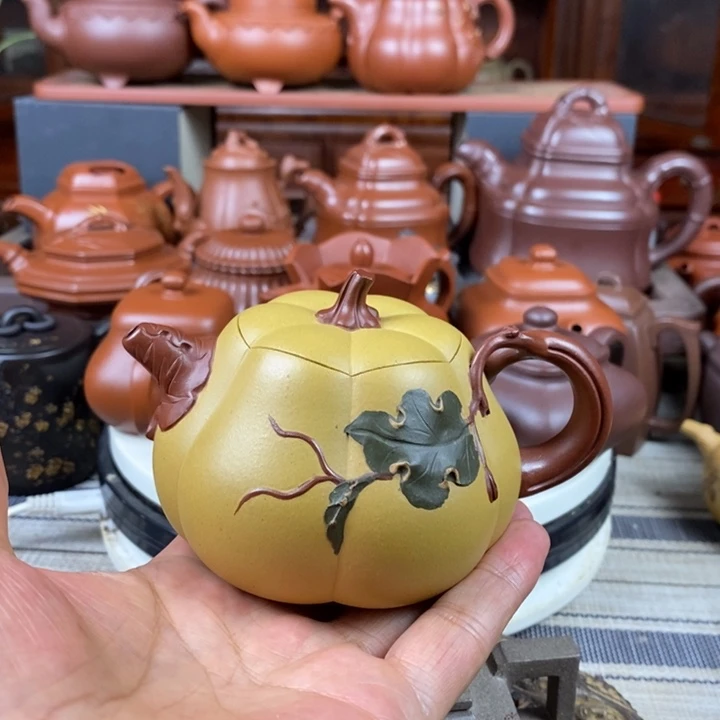 茶壶紫砂南瓜230cc原矿黄金段三色紫砂特价