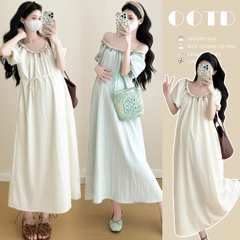 【茜茜】2025孕妇装夏季孕妇连衣裙洋气减龄宽松慵懒风短袖宽松显瘦