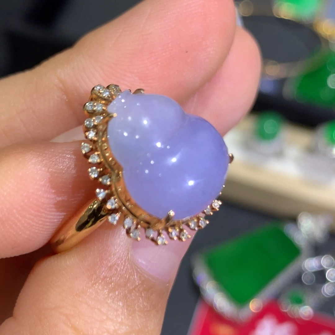 翡翠戒指18K金镶嵌9、