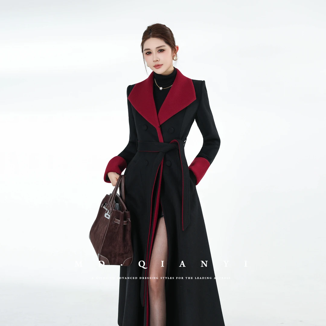 MD定制·杨千亿【红黑序章】2025冬季新款气质百搭休闲羊毛毛呢外套