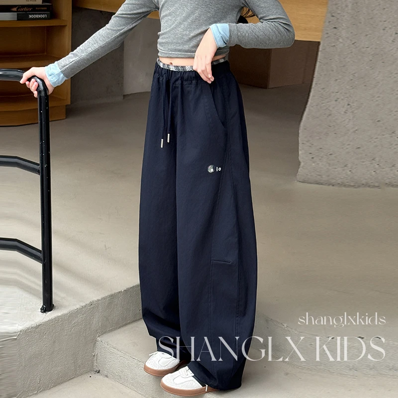 女童裤子2025新款今年流行爆款秋季儿童秋装卫裤女大童女孩阔腿裤