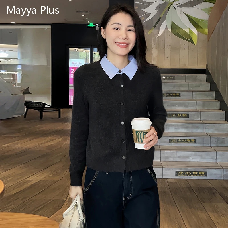 【北欧港湾】Mayya Plus麦芽定制气质显瘦流光风毛织开衫32536603