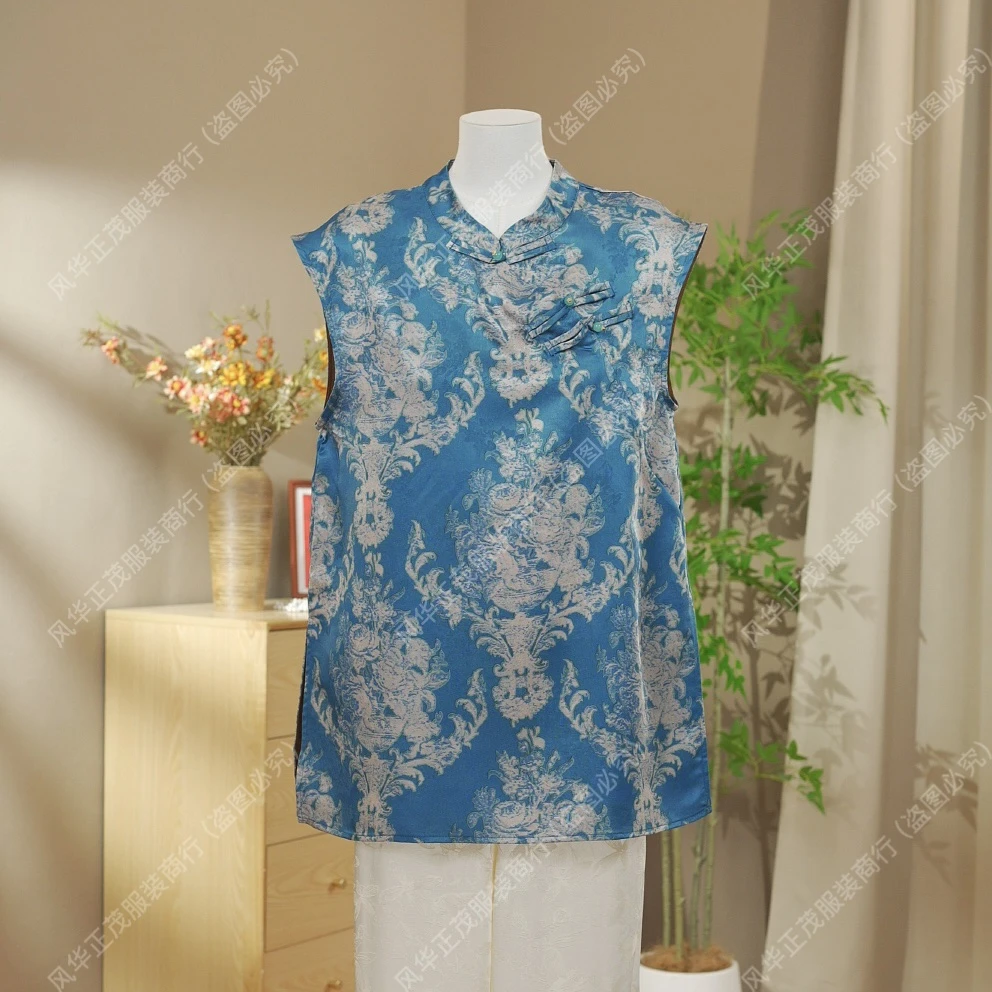 【3139】2025-新中式国风重工提花春款无袖气质上衣裙