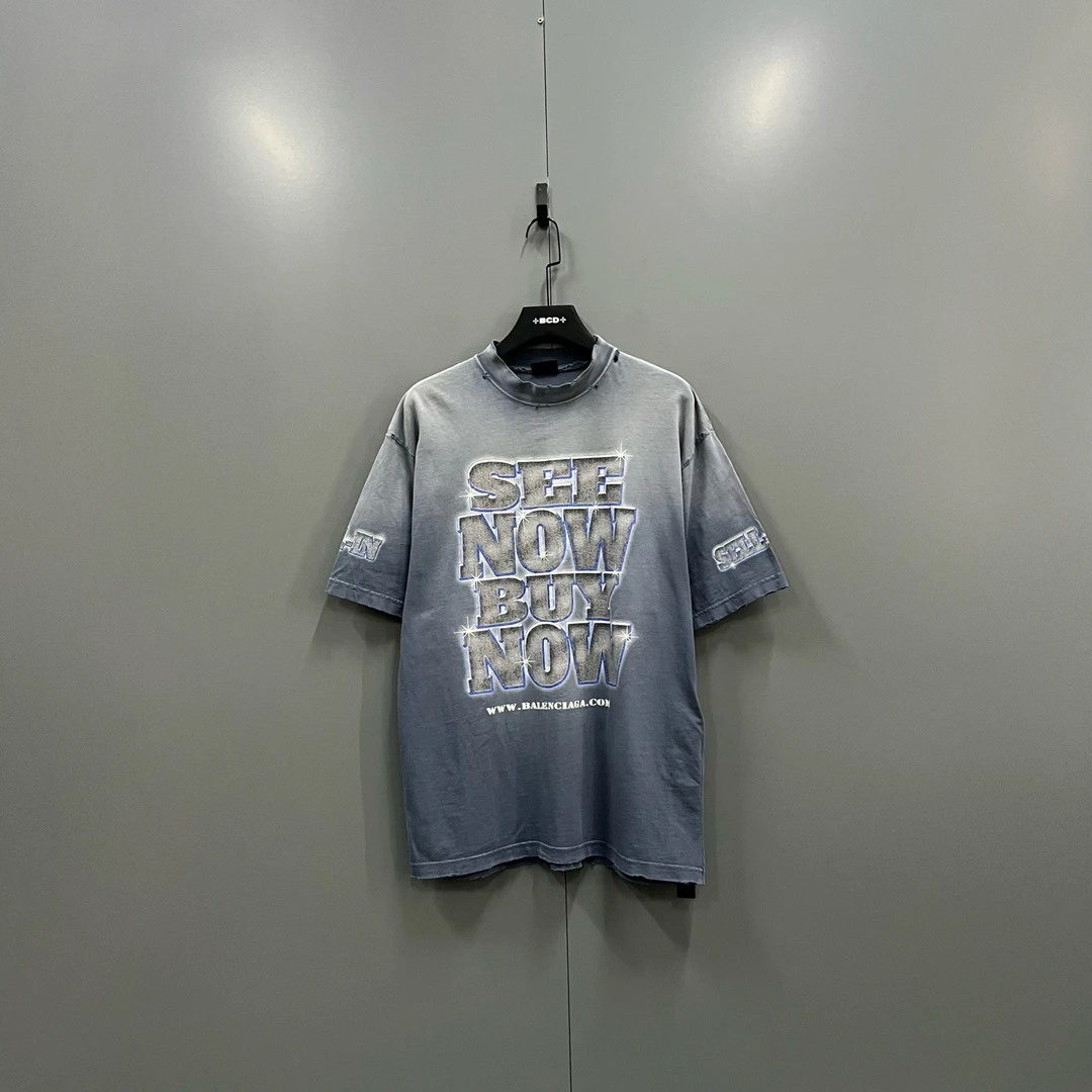 99新 Balenciaga/巴黎世家 (ll) 做旧破坏字母短袖 XS码/018243