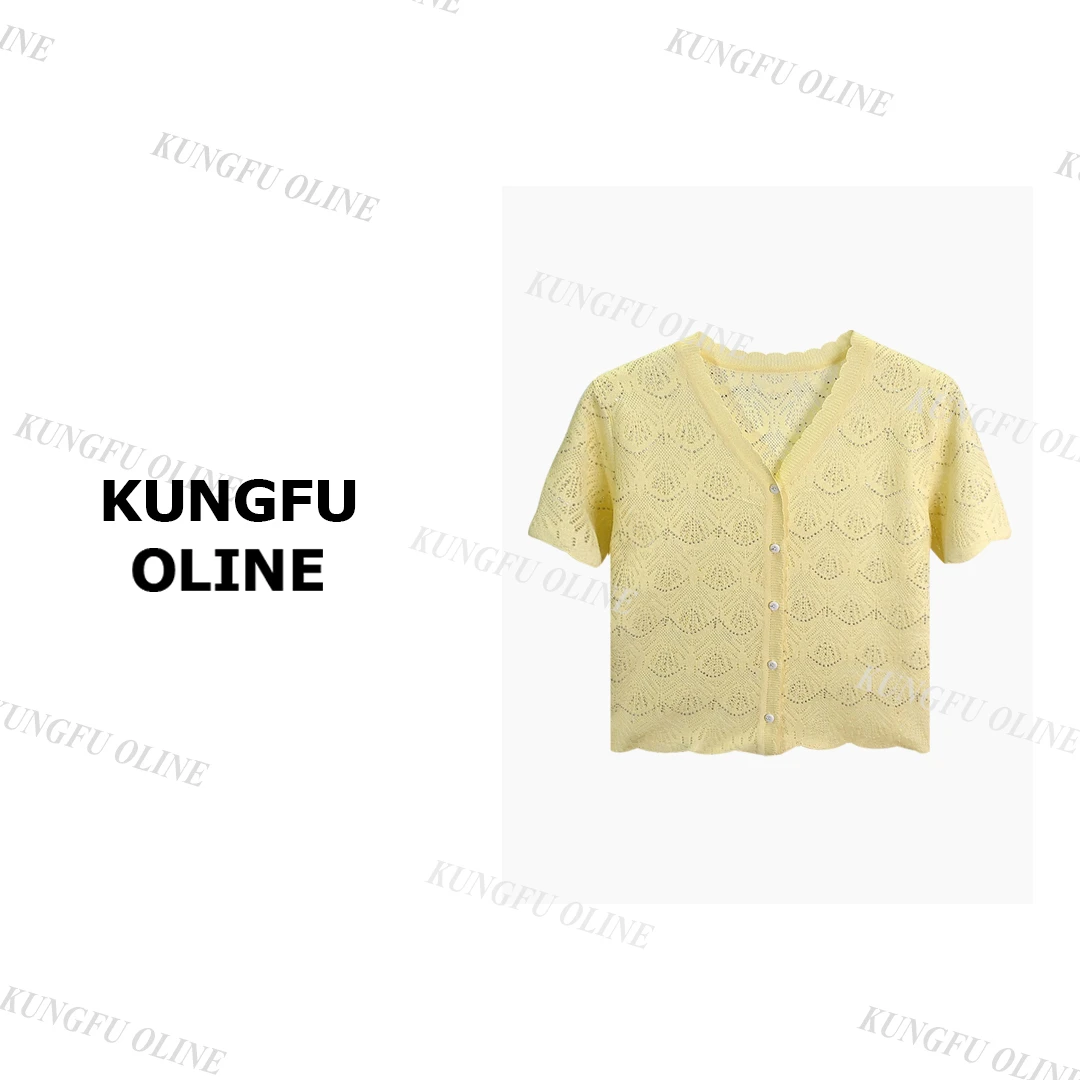 【小妖】现现KS0171气质开衫新款休闲短袖针织衫上衣