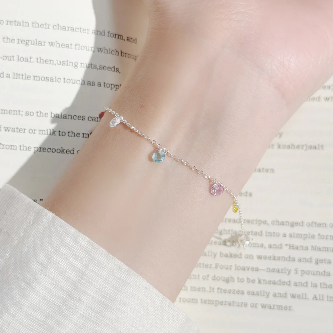 925银手链 多巴胺小圆钻锆石手链女高级轻奢感百搭叠戴小众ins风