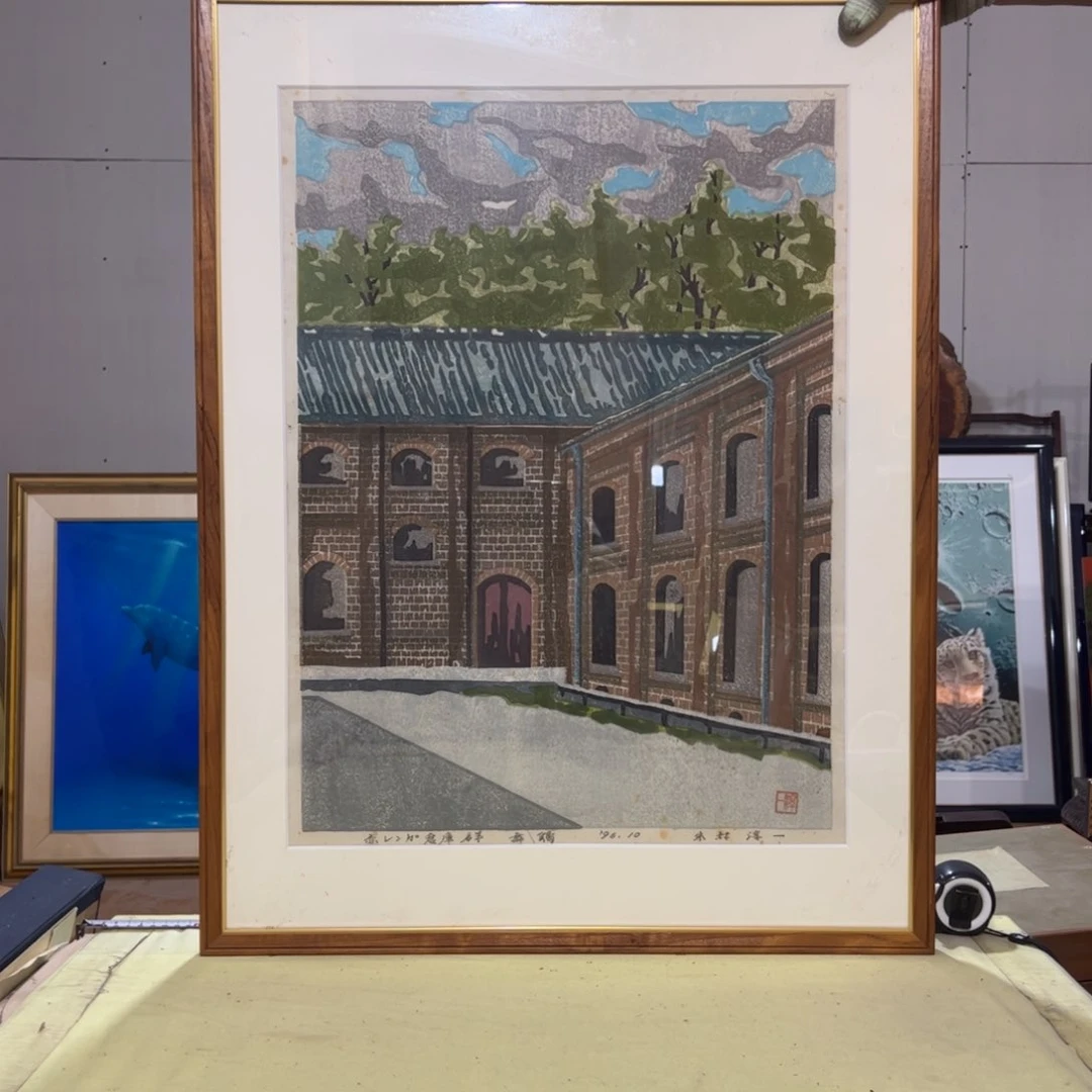 绘画张*林屏风框画茶空间设计