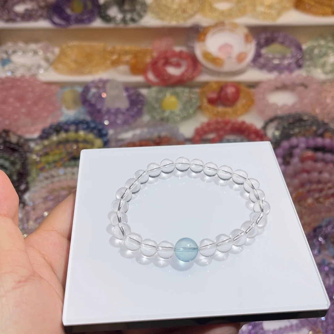 紫晶手链未镶嵌海蓝宝白水晶diy
