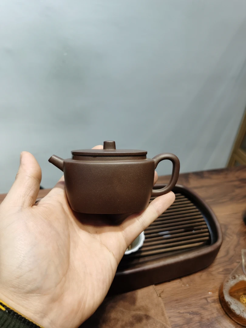 闻佳颖半手工大彬折肩素身壶云柱紫泥150ml