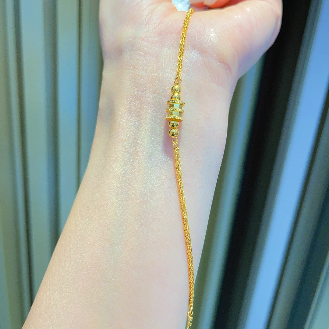 足金999两个珠珠小蛮腰5G黄金手链精致百搭黄金手链B034