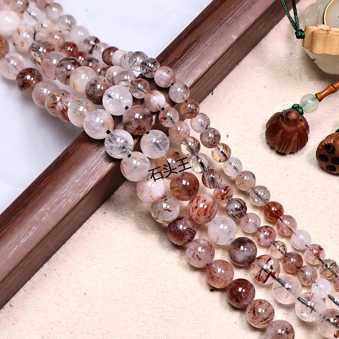 天然黑晶超七圆珠半成品水晶精品散珠diy串珠饰品高级感配珠隔珠