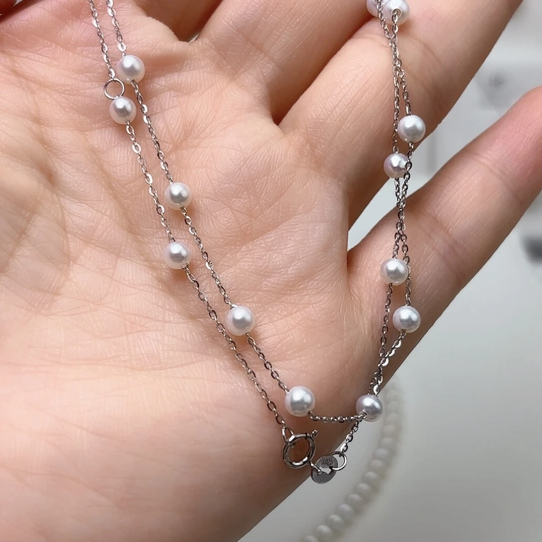 淡水珍珠银S925镶嵌颈饰