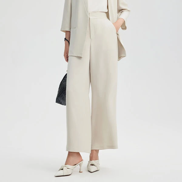 三彩3COLOUR春女简约舒适浅色休闲长裤S25138303K00