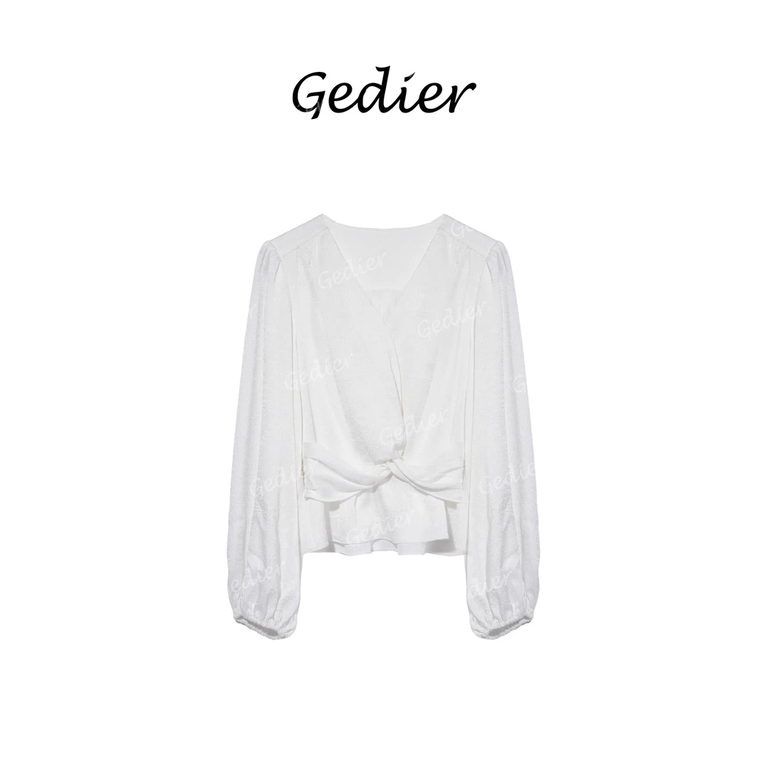 【歌蒂尔】V领长袖衬衫女2025设计感财阀千金法式 CG520070Y