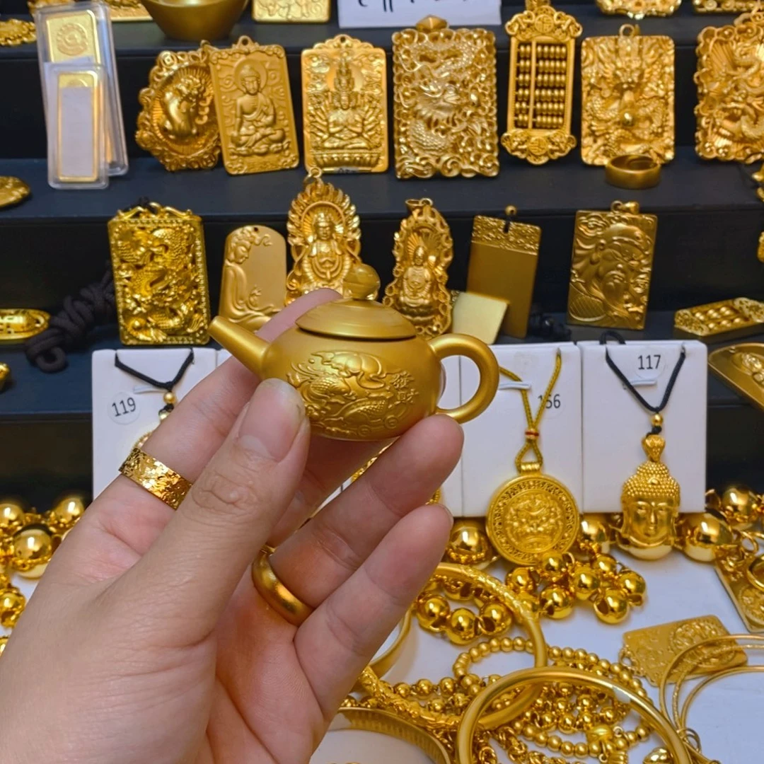 合金无把把壶摆件